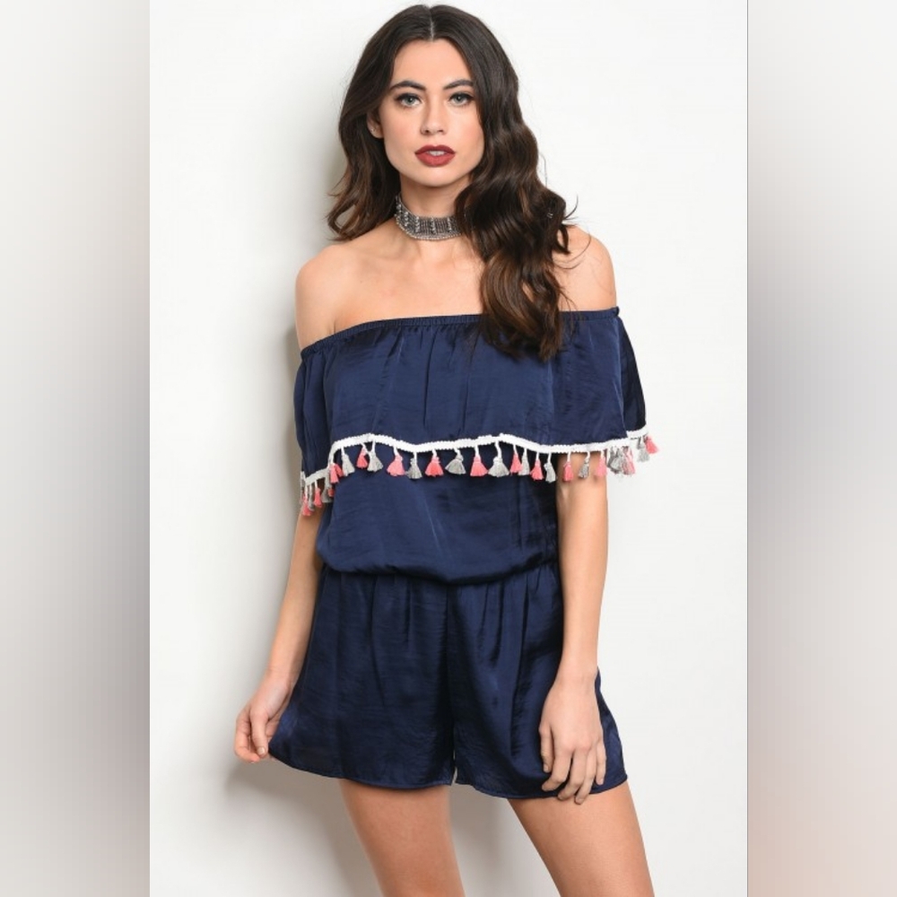💥SALE💥Navy off shoulder romper